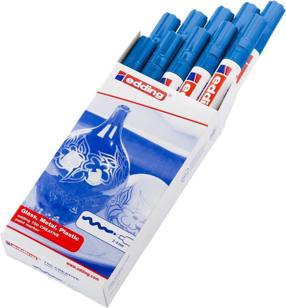 Edding 750-Pennarello a vernice, colore: blu convenzionale