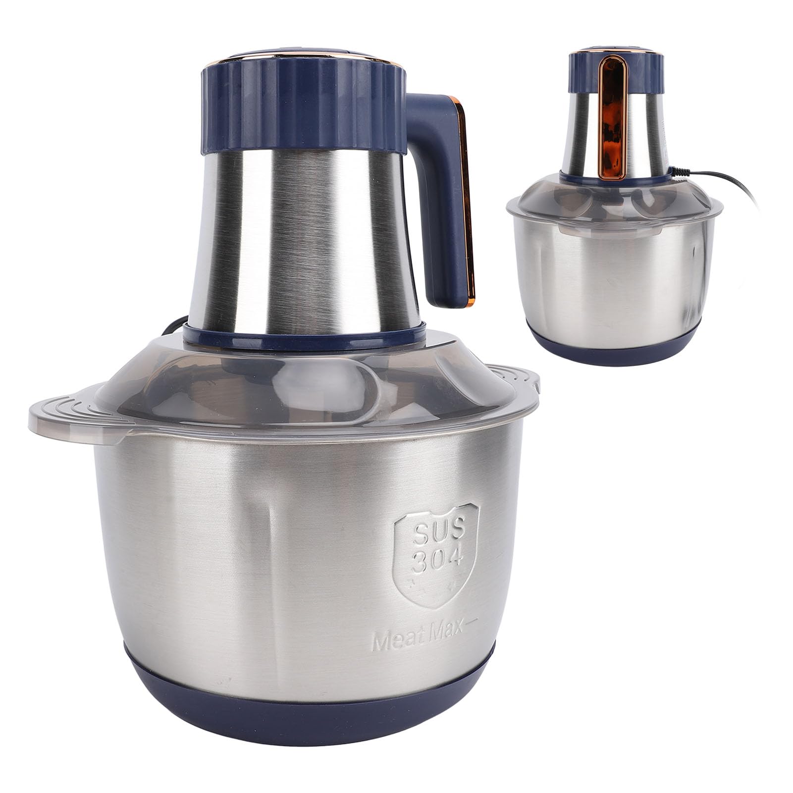 HEEPDD Picadora de Alimentos Eléctrica, Picadora de Carne de 500 W con Recipiente de Acero Inoxidable de 5 L para Verduras, Frutas, Nueces, Cebolla y Ajo (Enchufe europeo 220v)