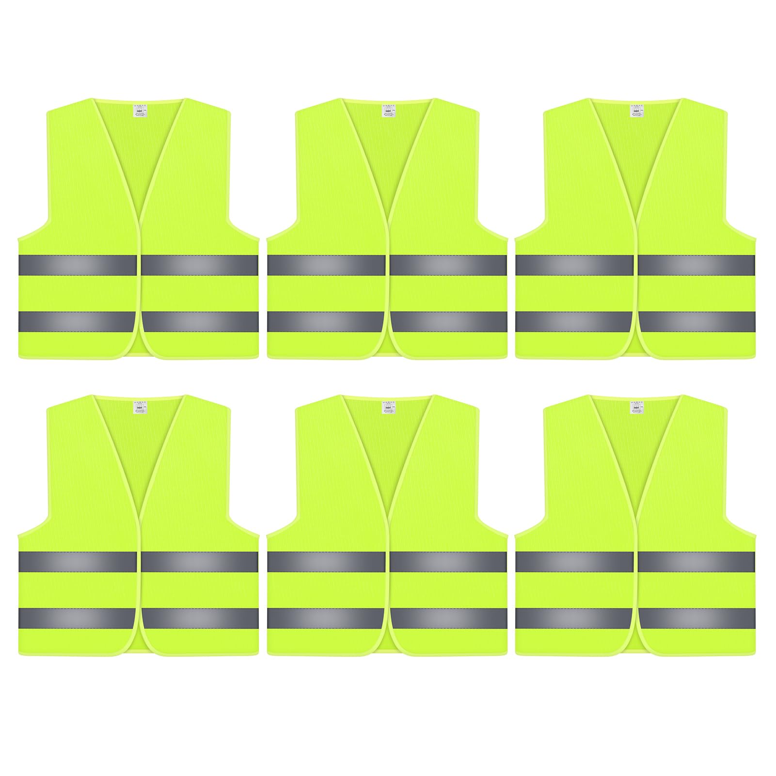 JRJRN 360°Reflective All-Round Vest, 6 Reflective Safety Vests, Reflective-High Visibility Vest, Car Breakdown Vests