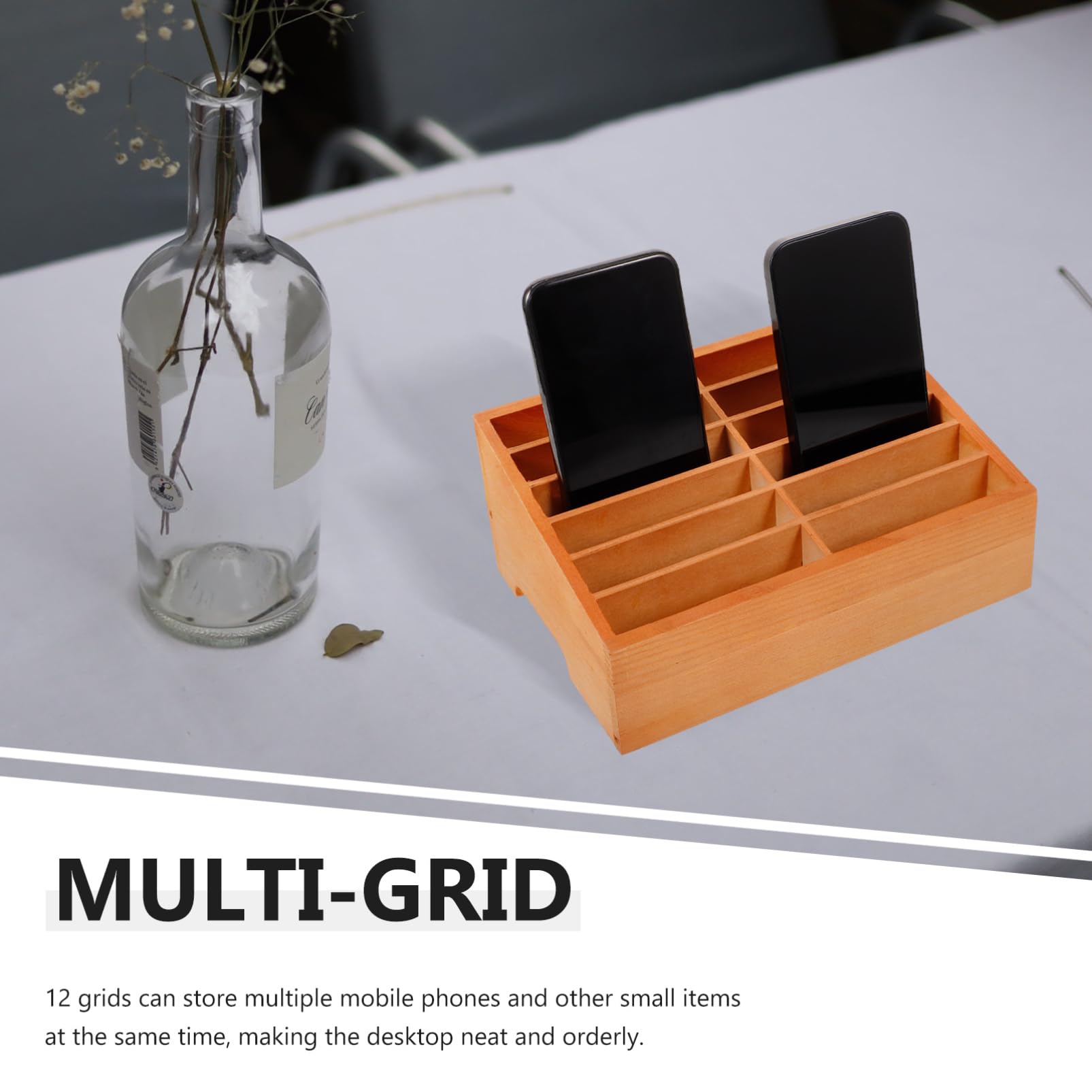 Cabilock Soporte De Madera Para Teléfono Celular De Rejilla Múltiple: 5 Unidades Caja De Almacenamiento Para Gestión De Teléfonos Móviles Y Calculadoras Organizador De Escritorio Caja De