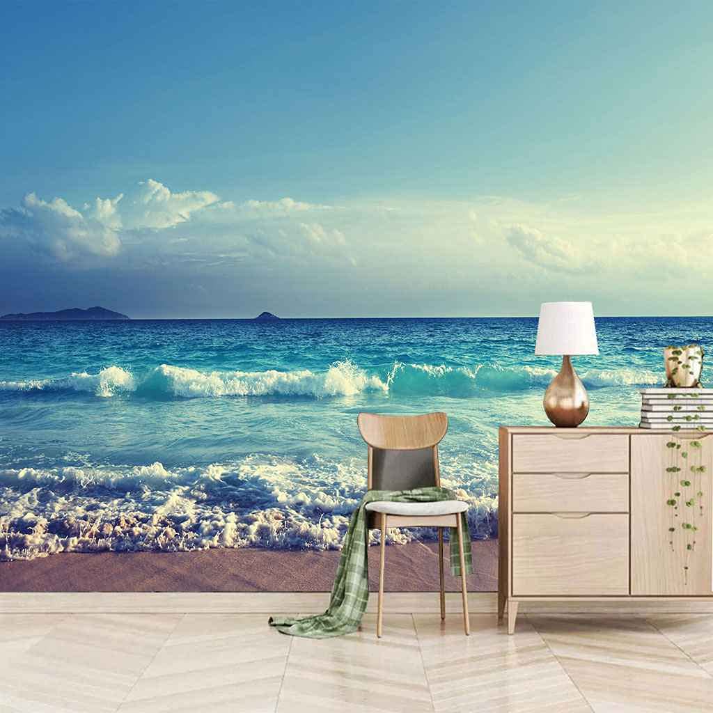 Toile Geant Poster Plage Anti-bulles pour Rénovation Murale Rapide