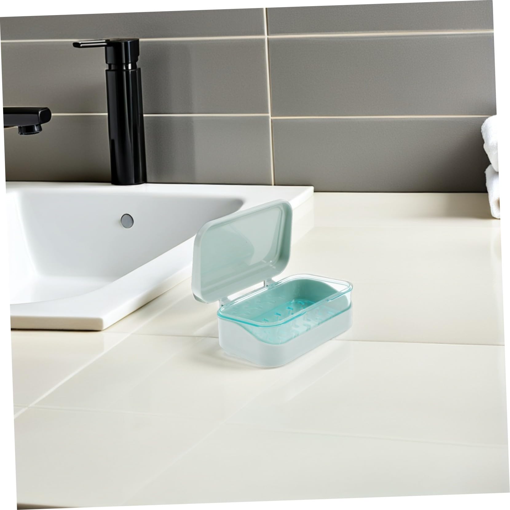 4 Piezas Jaboneras con Tapa y Doble Capa con Drenaje Portátiles y Resistentes Diseño Compacto y Autodesagüe para Baño Camping y Gimnasio de Unidades Azul
