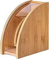 Vista 7 de Soporte de papel de filtro de café a prueba de polvo, contenedor de almacenamiento, accesorios de bastidor, contenedor de filtro de café de bambú