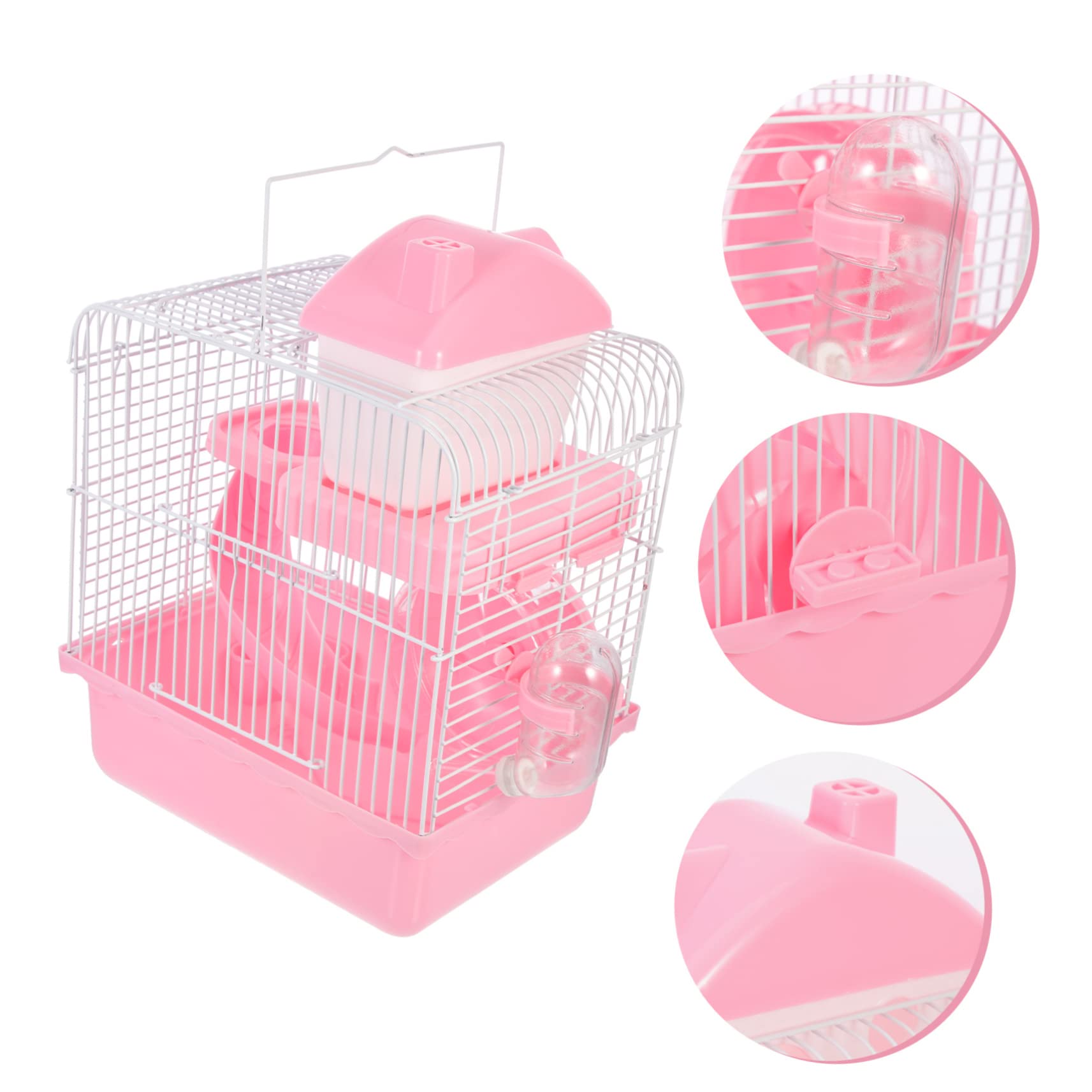 COLLBATH Chinchilla Spielzeug Hamsterhaus in Schlossform Doppelwandig aus Abs und Eisen Rosa Sicher zum Spielen Ruhen und Fressen für Kleintiere