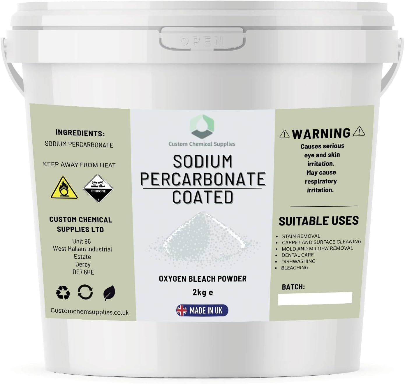 2KG - Sodium Percarbonate Pure Granular Coated Oxygen Bleach Cleaner Stain Remover