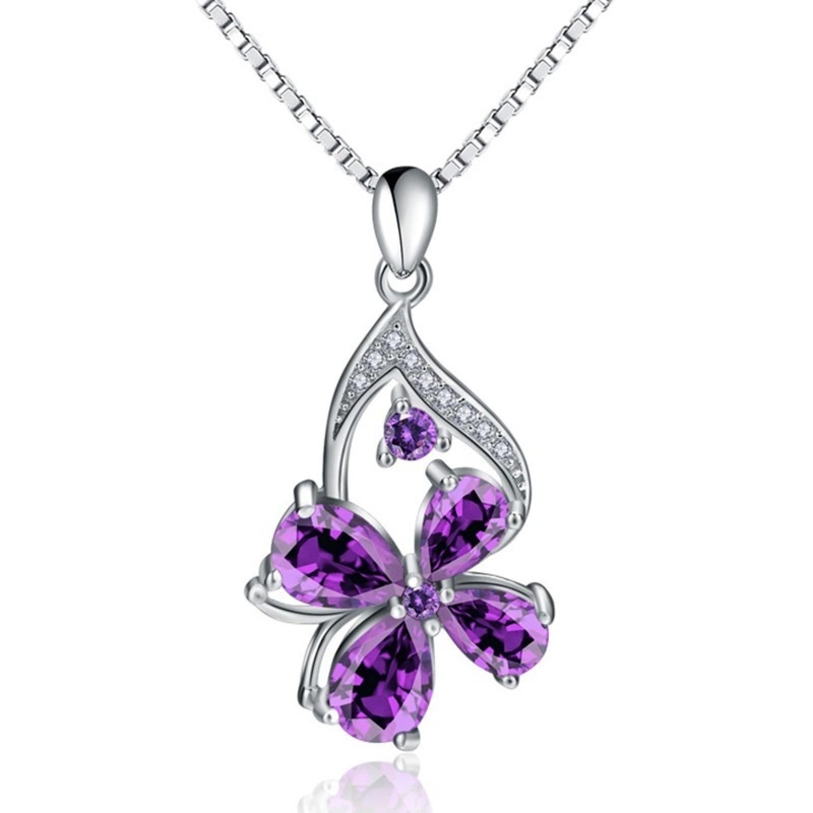 Collier améthyste TABOJS en argent avec pendentif trèfle classique - 7