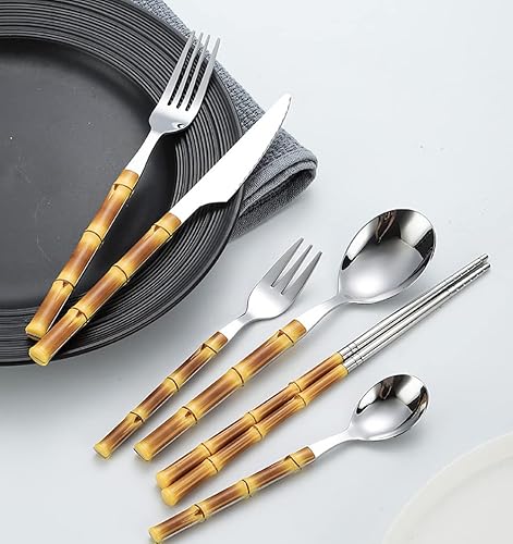 Miniatura 3 de Juego de cubiertos de cubiertos de acero inoxidable con acabado de espejo, apto para lavavajillas, 24 unidades, apto para lavavajillas, apto para