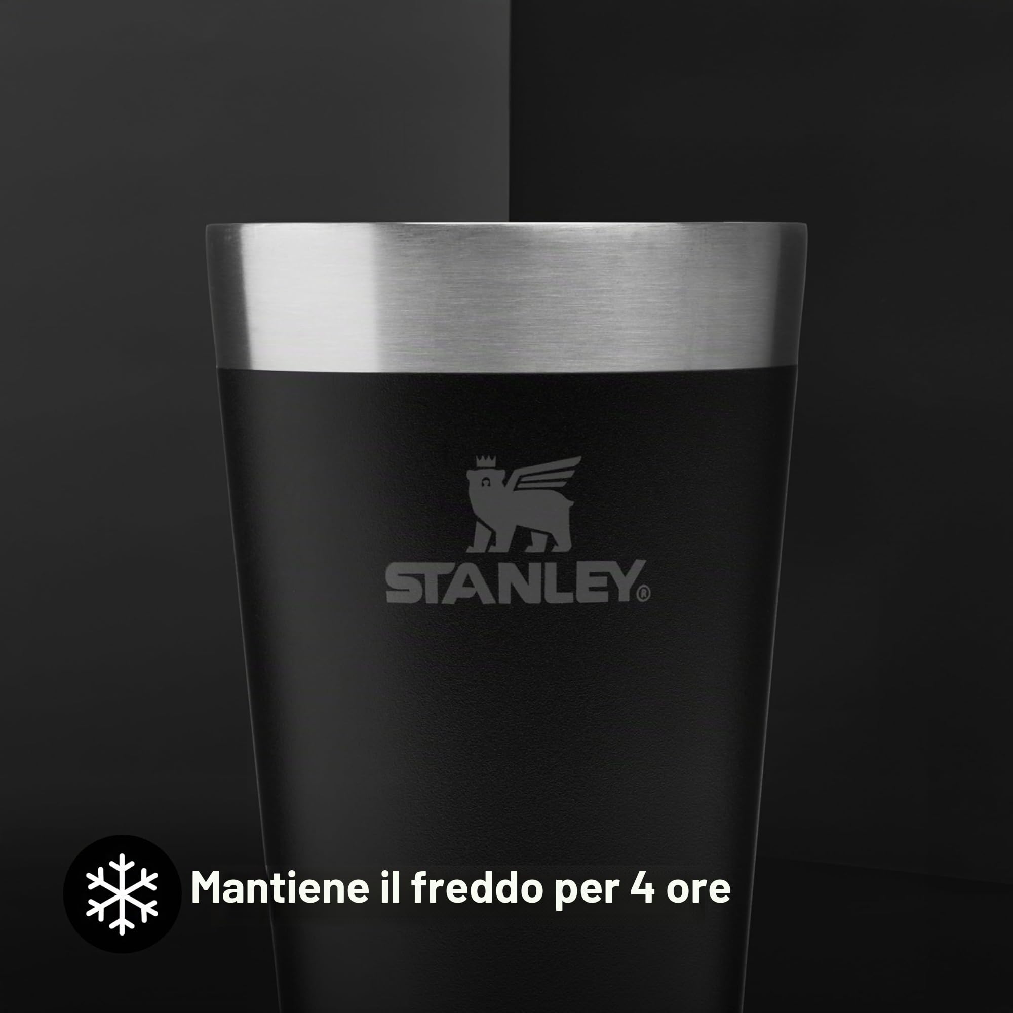 STANLEY 1913 Adventure Stacking Beer Pint 0.47L - Mantiene Le Bevande Fresche Per 4 Ore - Pinta Di Birra In Acciaio Inossidabile - Lavabile In Lavastoviglie - Matt Black
