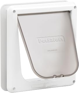 PetSafe 4-Way Interior Locking Cat Door - Allows Convenient Movement Between Rooms & Minimizes Scratching - Tinted Durable Plastic Privacy Door for Feeder & Litter Box