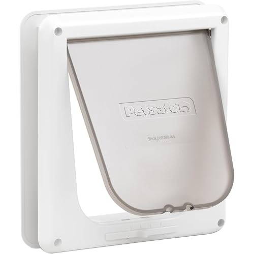 PetSafe 4-Way Interior Locking Cat Door - Allows Convenient Movement Between Rooms & Minimizes Scratching - Tinted Durable Plastic Privacy Door for Feeder & Litter Box