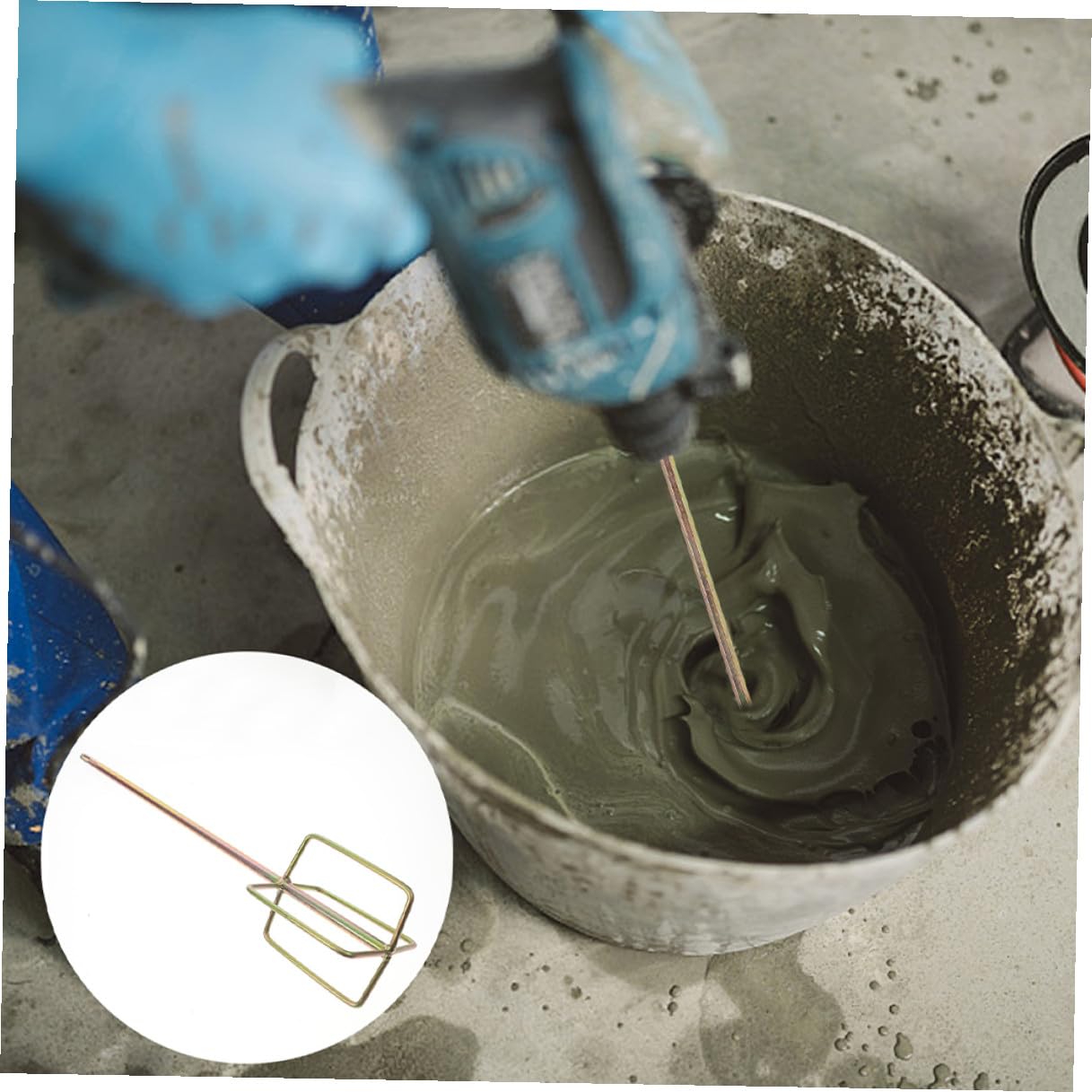 KOMBIUDA Varilla Compatibles para Taladro Mezcla Dorado Acero de Mezcladora Accesorios Duraderos Herramientas Eléctricas de Pintura y Cemento