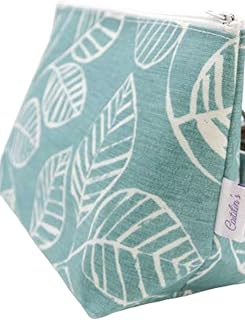 Stand alone oilcloth washbag in a green leaf design. Toiletry Bag. Make up bag. Vanity case