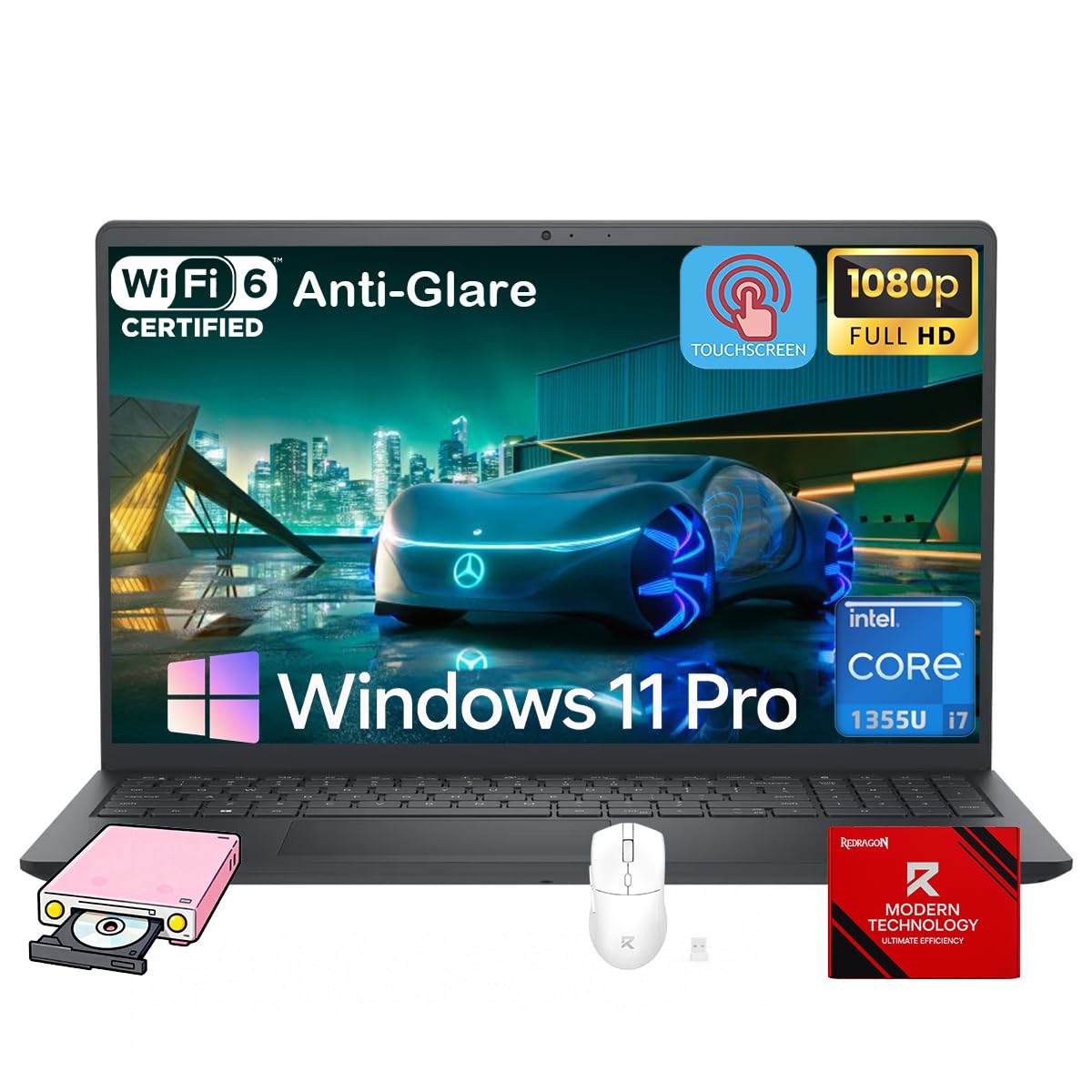 15 Touchscreen for Business Laptop Computer - 15.6" Anti Glare FHD Display, 13th Gen Intel 10-Core i7-1355U (up to 5.00 GHz), 32GB RAM, 1TB SSD, Wif6, Windows 11 Pro, Copilot