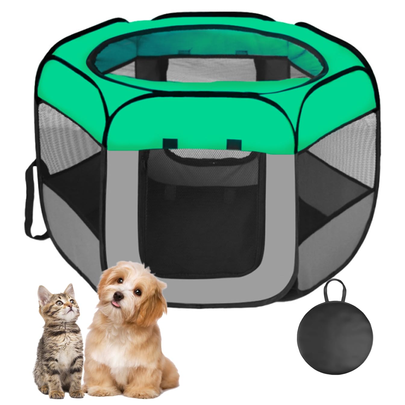 Valla portátil para Perros Corral Plegable para Mascotas Sala de Entrega Recinto para Gatos Carpa Cerrada para Mascotas Caja de Entrega para la cría de Perros (Esmeralda, XL, 6)