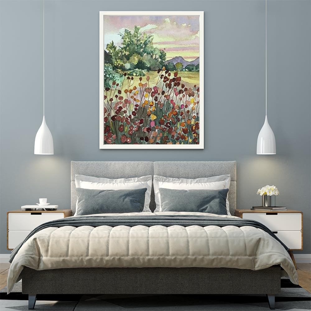 VERRE ART Printed Framed Canvas Painting for Home Decor Office Wall Studio Wall Living Room Decoration (45x60inch White Floater) - Peter Strauss Ranch Seed Heads Print