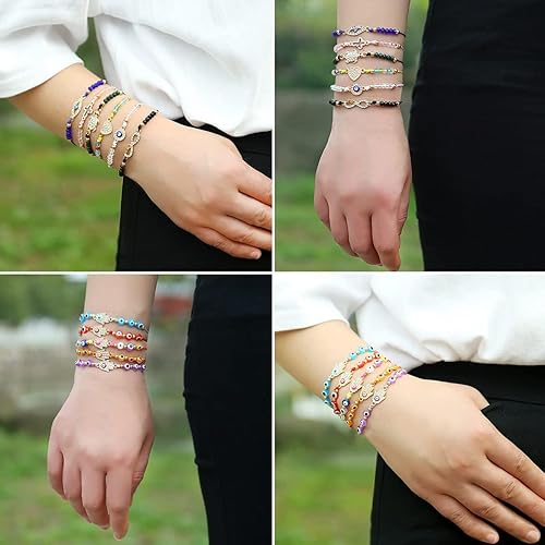 Miniatura 5 de Juego de 2412 pulseras mexicanas contra el mal de ojo, pulseras Hamsa, pulseras de protección Mal De Ojo, tobilleras de oro contra el mal de ojo,