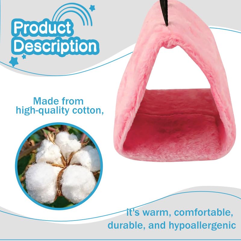 Image of Bird Nest Snuggle Hut Soft Plush Hammock Hanging Cage Tent for Birds Parrot Winter Warm Bed Pet Toy for Hamster Parrot Macaw Budgies Eclectus Parakeet Cockatiels Cockatoo Lovebird (Pink)