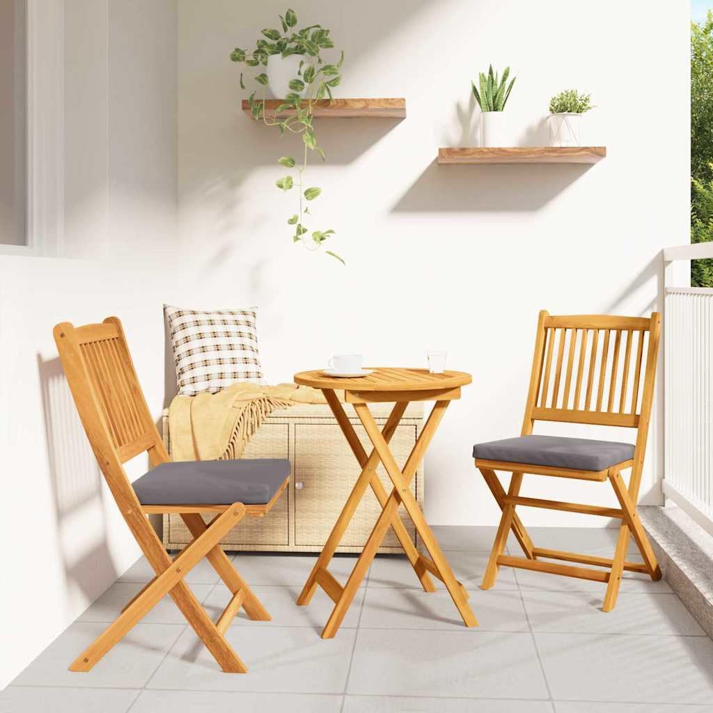 GartenBistro zestaw 3-częściowy, stół i 2 krzesła, lite drewno akacjowe, brązowe, na taras i patio, nowoczesne wzornictwo, łatwe w utrzymaniu