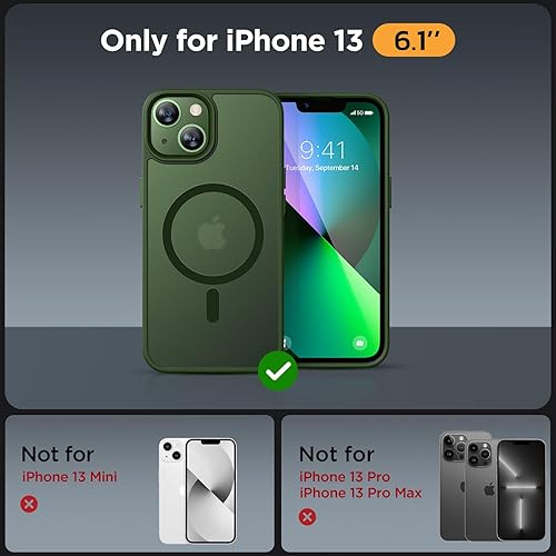 Miniatura 2 de Miracase Serie magnética para iPhone 13 compatible con MagSafe con 2 protectores de pantalla protección de grado militar, antihuellas, diseño