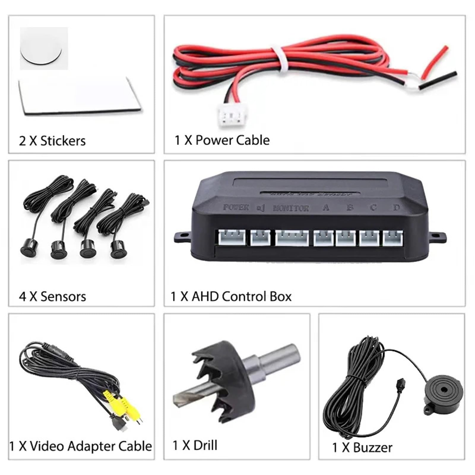 sensori di parcheggio auto Monitor con display digitale del sistema di assistenza al parcheggio video con rilevamento radar e avvisi visivi | 033-CVBS-078-YW