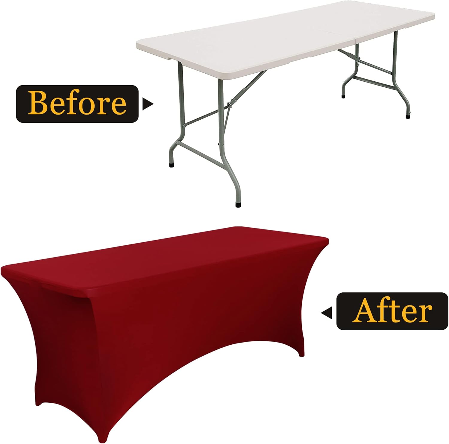 4FT Fitted Tablecloths for Rectangle Tables, 2 Pcs - Stretch Spandex Table Cover Protector for Banquet, Massage Bed, Wedding, Birthday, 48 Length x 24 Width x 30 Height, Red