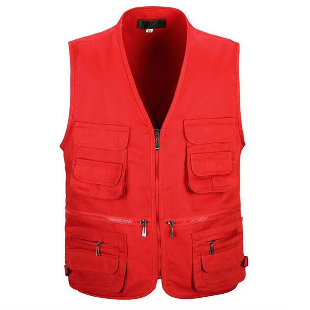 club bollywood Club Bollywood®Men's Utility Multi Pocket Zip Fishing Travel Outdoor Red XL| Fishing | Clothing, Shoes & Accessories |1 x Fishing-picture-12