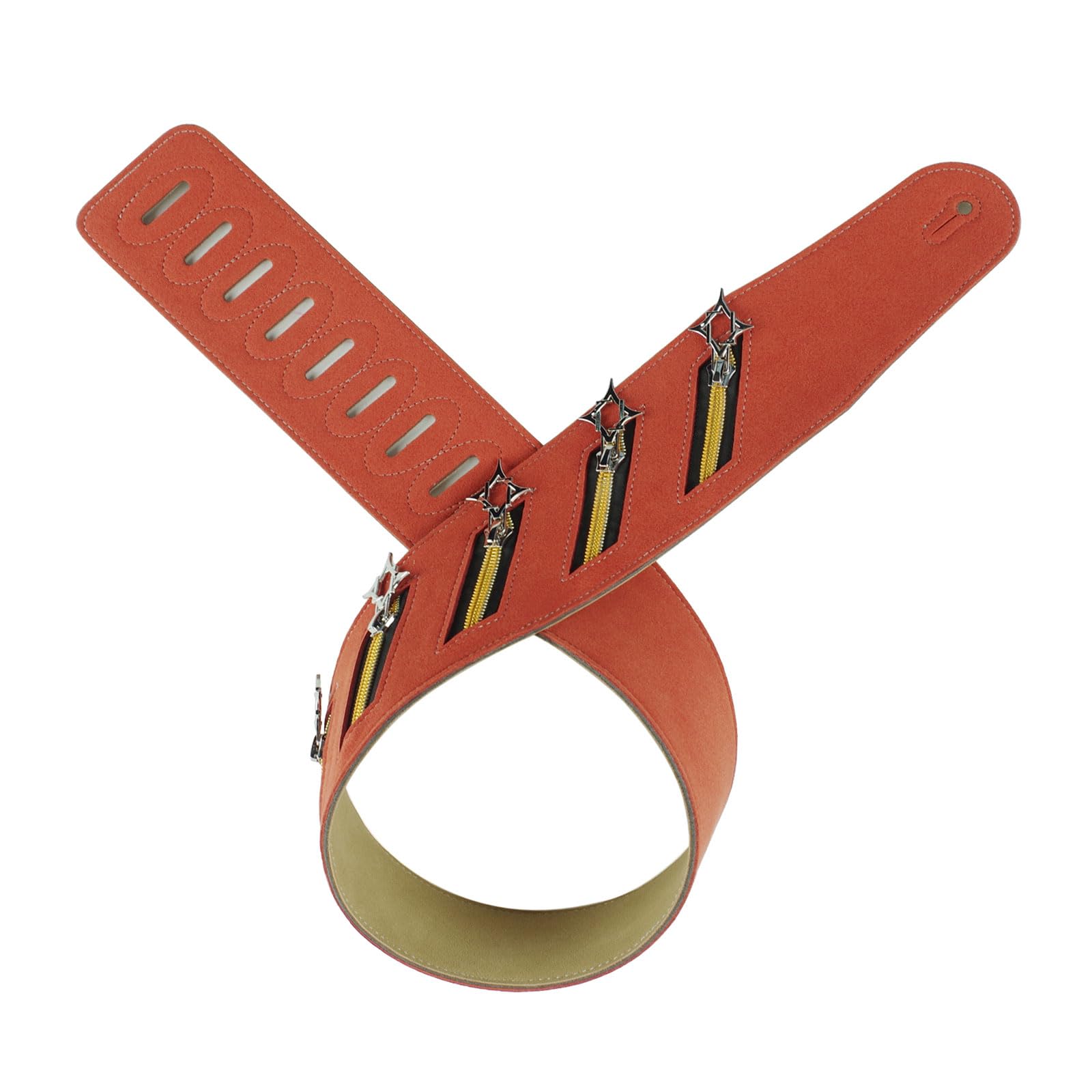 Correa de guitarra punk de microfibra con tachuelas de metal, diseño de hombro ancho, longitud ajustable para mayor comodidad