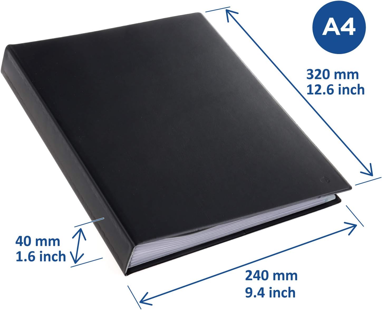 Original Display Book (80 Transparent/Clear Pockets) | A4 Front Page Ring Binder Portfolio & Project Presentation Folder for Meetings & Conferences| Poly Clear Pocket Folder | Black | 99484