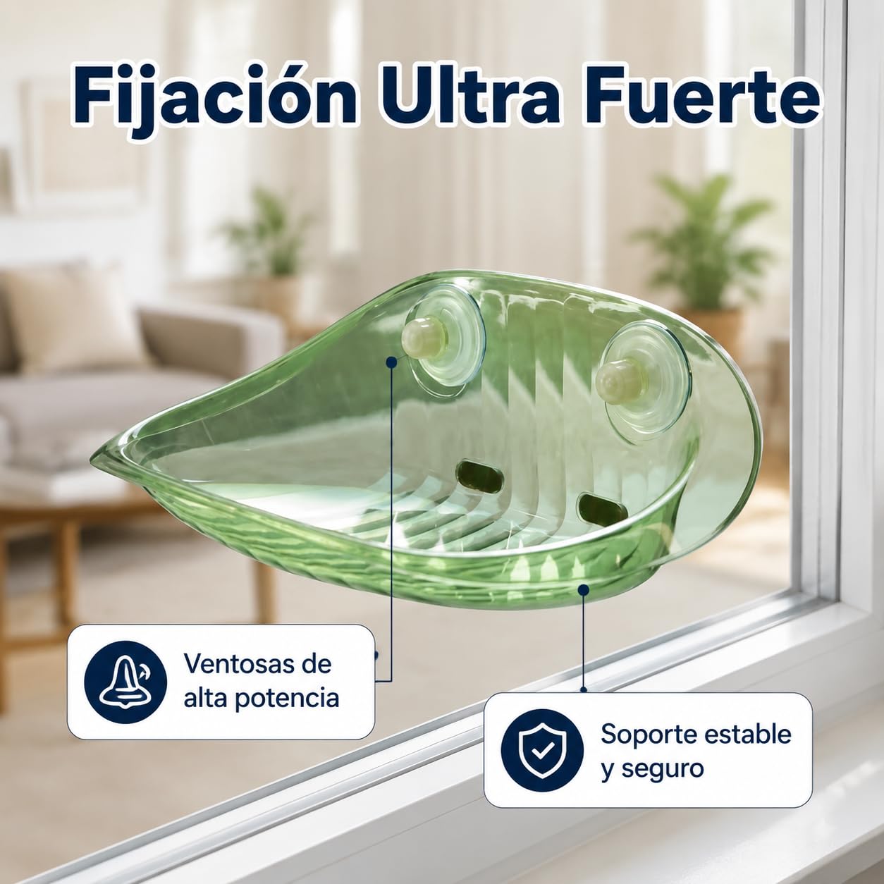 Hamaca para Ventana de Gato Adaptable con Soporte Estable Diseño Práctico y Superficie Cómoda Adecuada para Gatos en Dormitorios y Salones, Verde Ágata