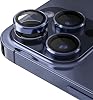 Minesk iPhone 15 Pro - 15 Pro Max / 14Pro - 14ProMax Modellerinin Tümüne Uyumlu Alüminyum Alaşım Çerçeveli ve 9H Sertliğinde Temperli Camlı Lens Koruyucu (Titanyum Mavi)