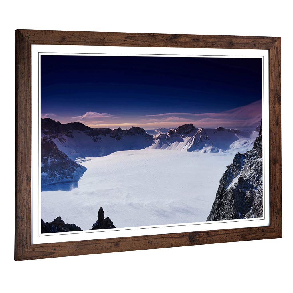 Big Box Art Framed Print of Landscape China Changbai Mountain Winter Design | Wall Art Picture | Home Decor for Kitchen, Living Room, Bedroom, Hallway, Walnut, A2 / 24.5x18 Inch / 62x45cm