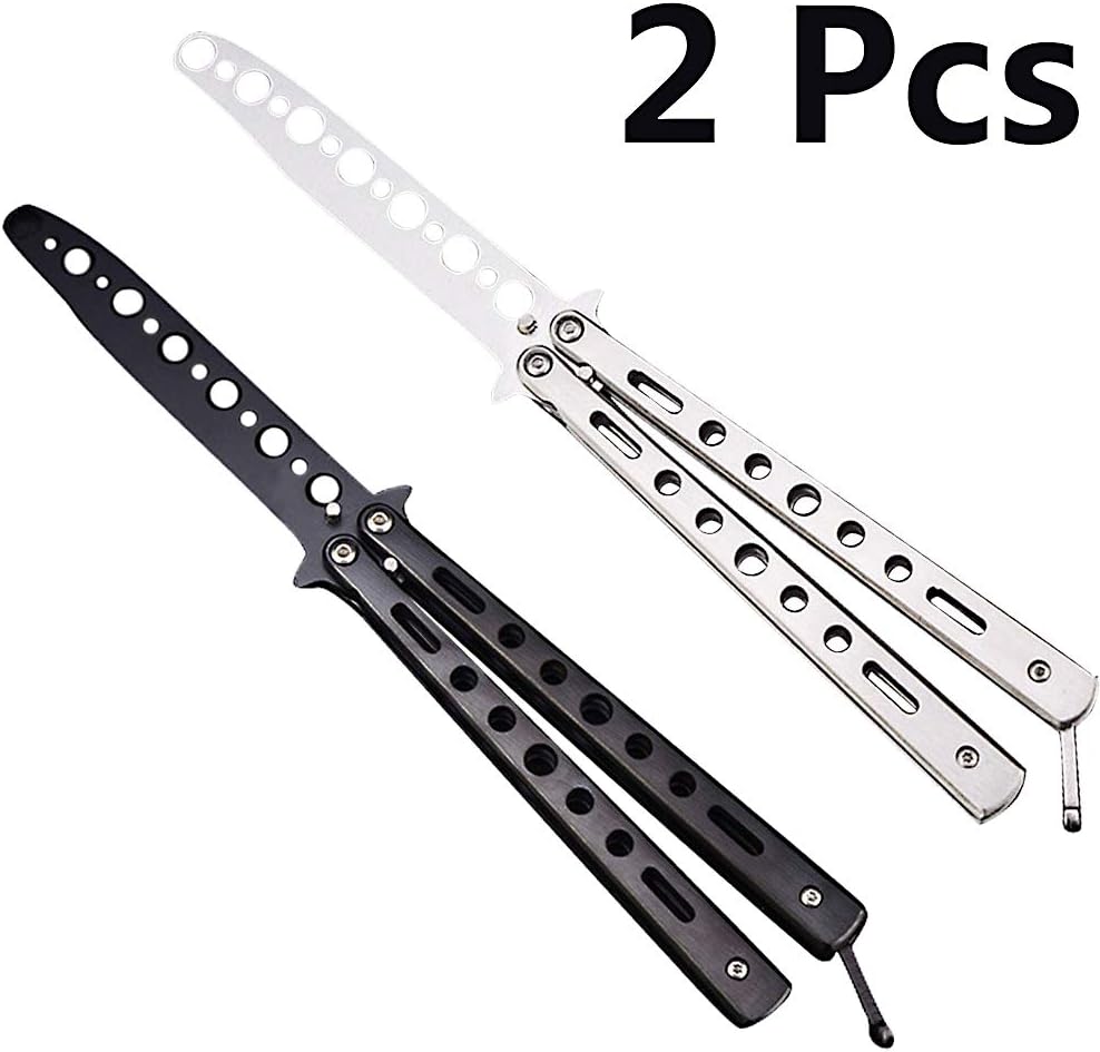 FECEDY 2pcs Butterfly Knife Trainning Practice Comb Unsharpened Blade for Practicing flipping tricks