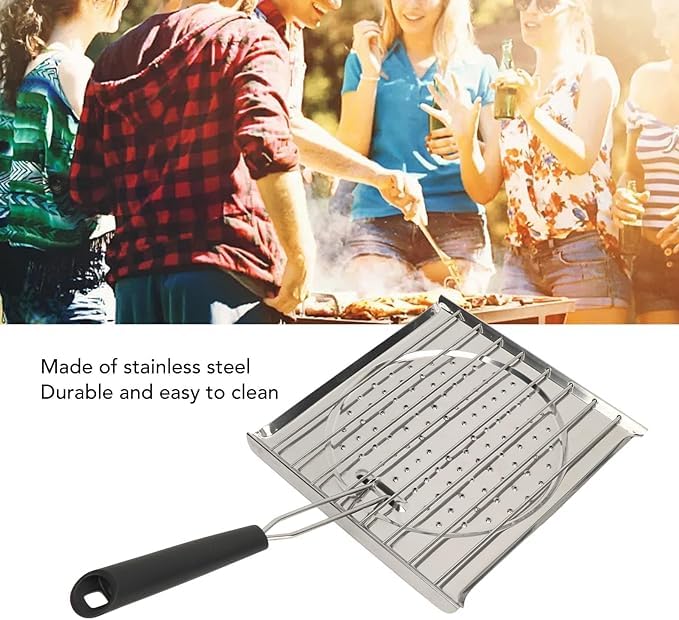Kruvad Stainless Steel BBQ Grilling Square Toaster Folding Handle More and Durable Easy to Use and Ideal for Steak Vegetables Enhance Your Grilling BBQ Camping White Tawa Rroster - Image 7 thumbnail
