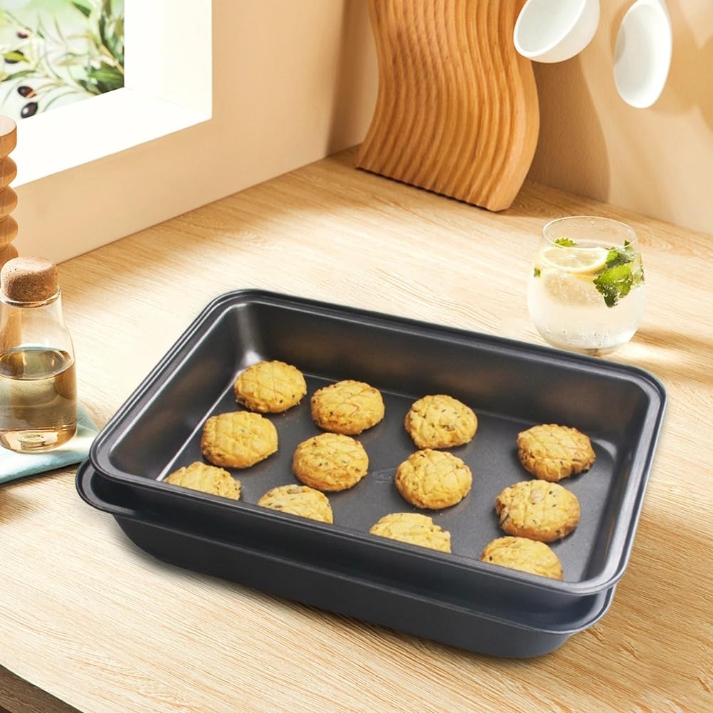 Teglia Da Forno Rettangolare Antiaderente 33x23 Cm | Per Pane E Dolci | Metallo Resistente - Foto 5