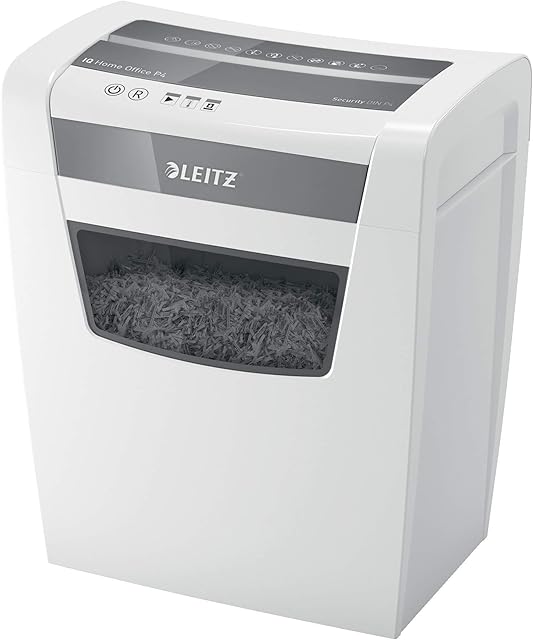 Leitz IQ Home Office Cross Cut Paper Shredder, Shreds 10 Sheets, 23 Litre Bin, White, 80091000