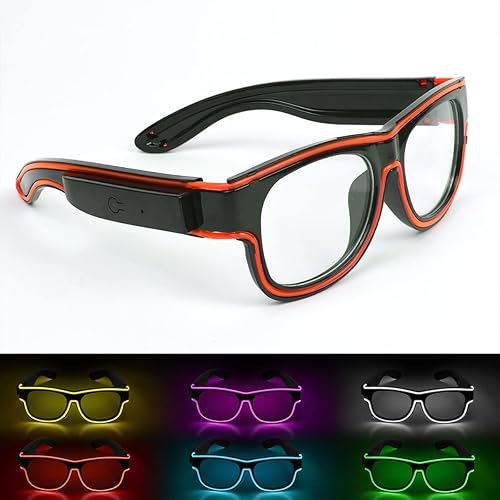 Miniatura 7 de Ainiv Gafas de luz inalámbrica, 3 modos, LED luminosas, que brillan en la oscuridad, para fiestas, DJ, EDM, Halloween, Navidad