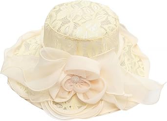 Womens Lace Sun Hat, Elegant Flower Wide Brim Adjustable Bucket Hat, Foldable Summer Beach Cap