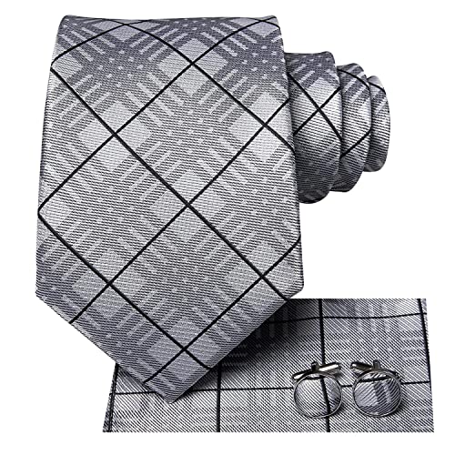 Image of Dubulle Mens Tie Set Solid Paisley Silk Striped Necktie for Men with Cufflinks Tie and Pocket Square