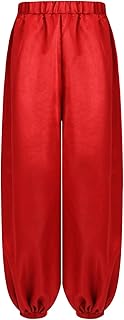 YiZYiF Pantalones Sueltos Elásticos para Niñas, Satén Suave, para Cosplay y Fiestas Temáticas, Colores Sólidos