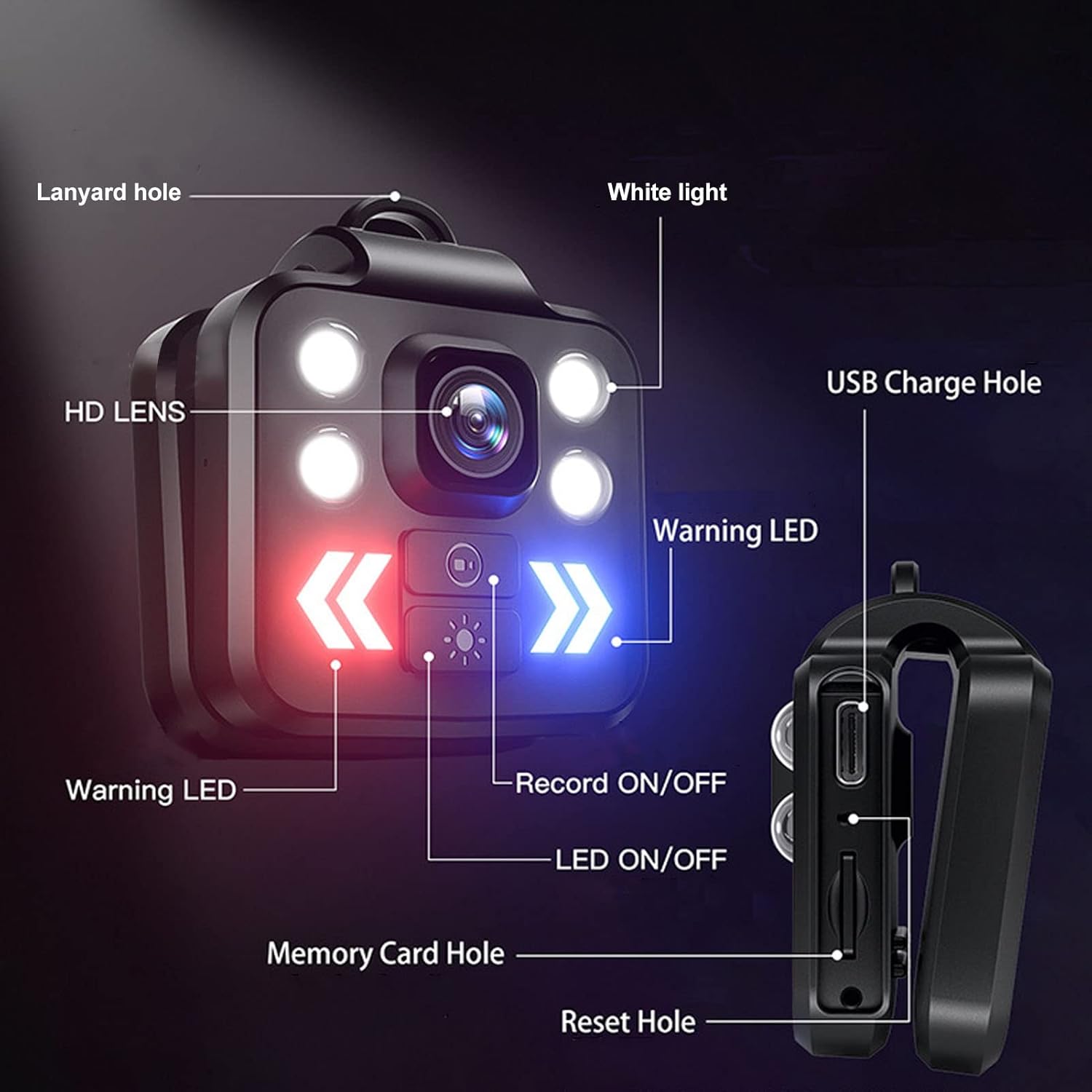 Mini Body Camera Video Recorder, Wearable Camera with Clip, Built in 128GB Memory Card, HD 1080P Wearable Polices Cam for Home, Outdoor, Law Enforcement, Security Guard