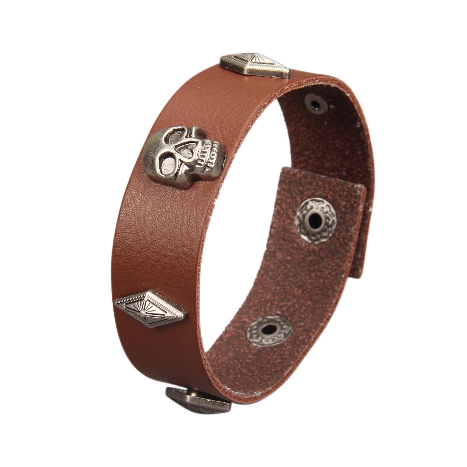 Jeilwiy Punk Leather Wristbands for Men Bracelets Handmade Wide Cuff Bangle Braided Jewelry Black Brown Adjustable - Punk Father's Gifts