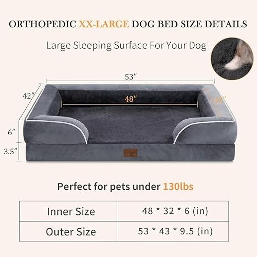 Miniatura 385 de Comfort Expression - Cama ortopédica para perros extragrandes, 53 x 42 pulgadas, cama impermeable y de apoyo de espuma con cojines removibles, con