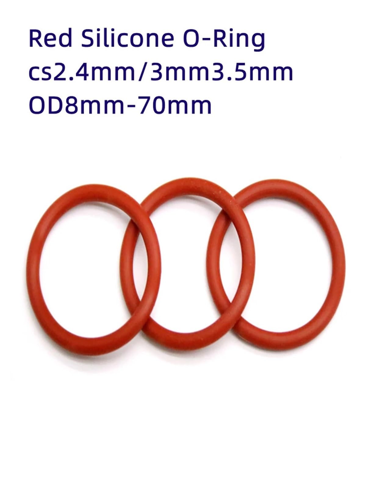 50/10 juntas tóricas de silicona roja, diámetro exterior de 8 mm a 70 mm (grosor de 2,4 mm, 3 mm y 3,5 mm), resistentes al agua y al aceite.(OD 11MM(50PCS)_2.4MM)