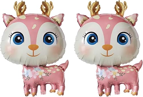 Miniatura 4 de 4 globos de animales del bosque, globos de dibujos animados en forma de ciervo para decoración de fiesta de cumpleaños de niños con temática de