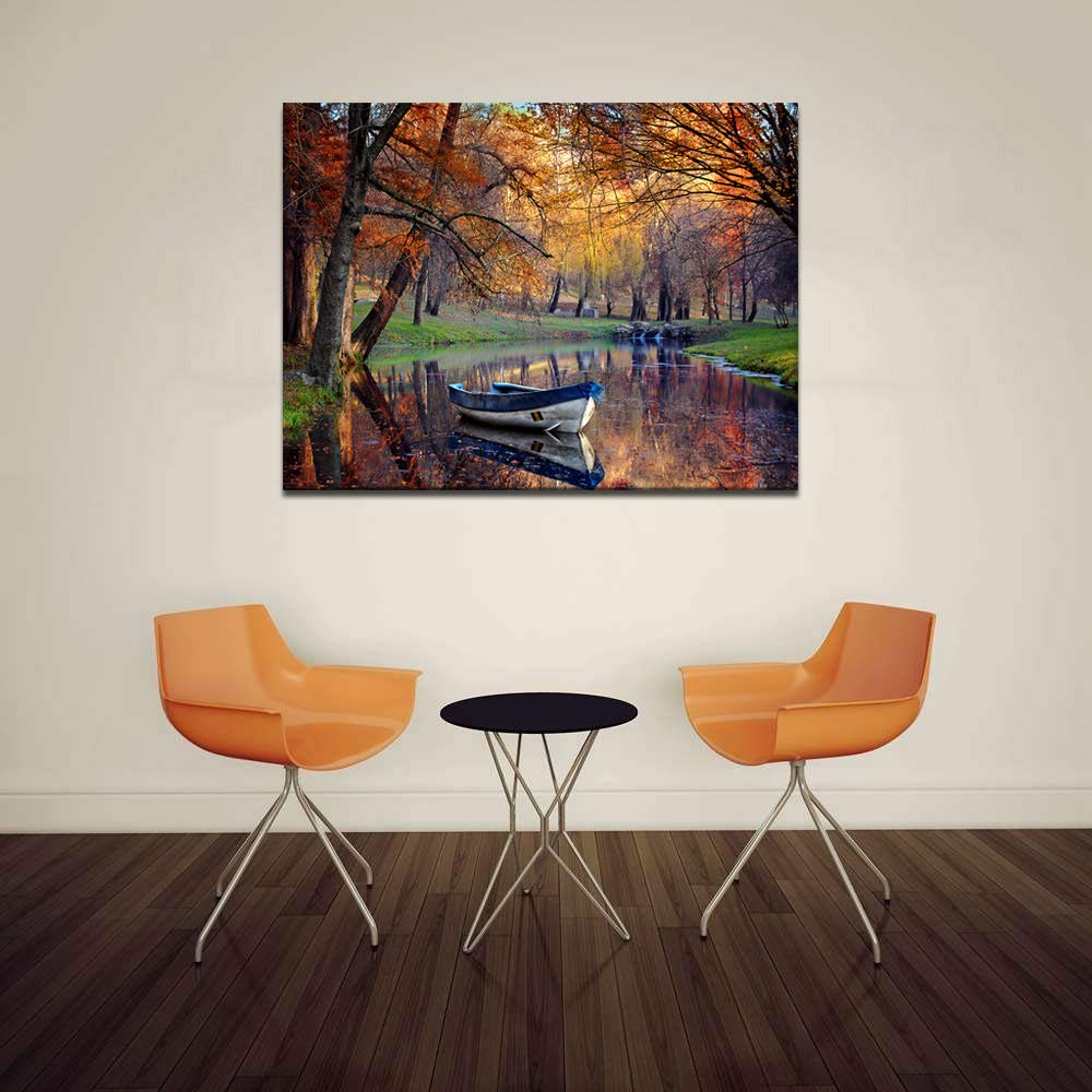 『Autumn Composition（秋の構成）』キャンバス一点もの Amazon.co.jp: 秋風景画1 Piece 32''Wx24''H : ホーム＆キッチン