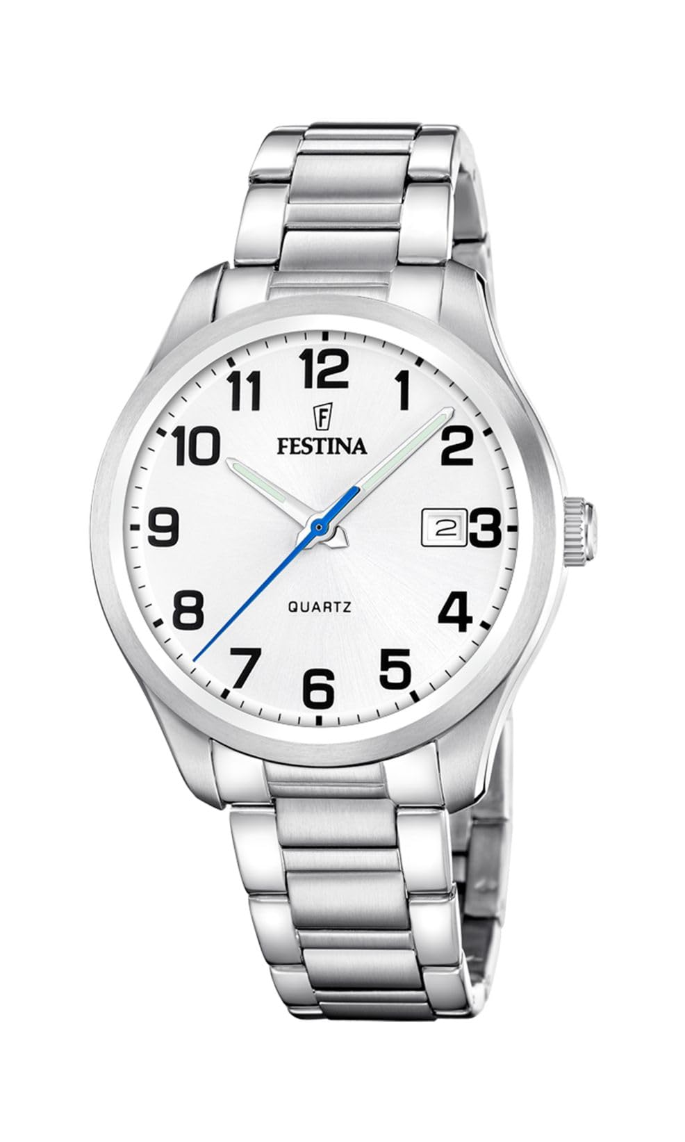 Festina Orologio Uomo Analogico in Acciaio Inossidabile 316L Argentato - Movimento al Quarzo - Calendario - Vetro Minerale ad Alta Resistenza - Impermeabile 5 ATM F20736/1