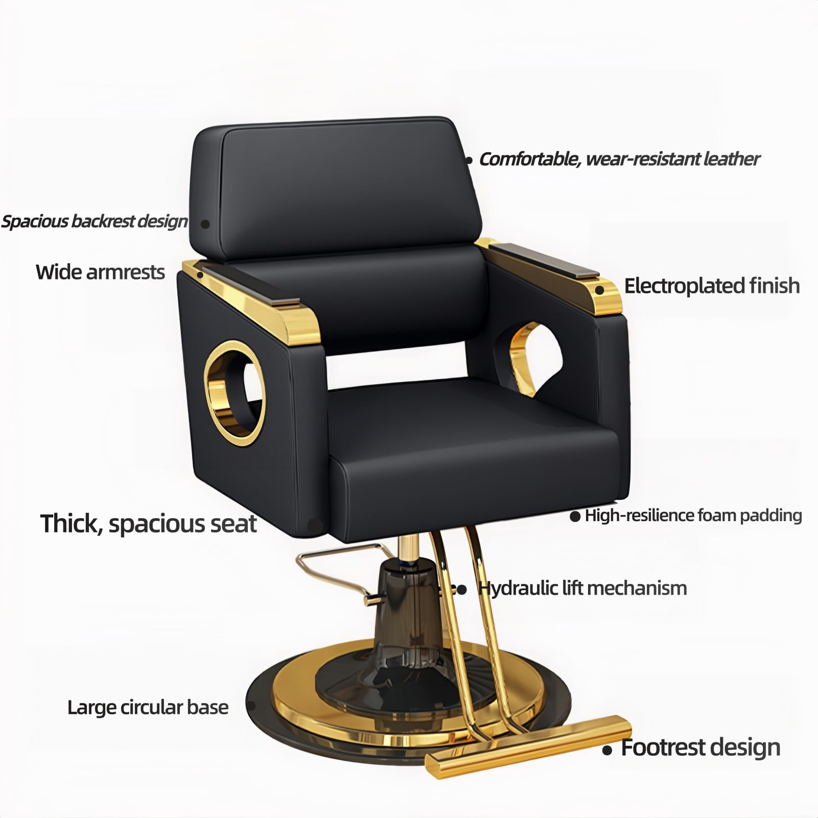 Profesjonalny klasyczny hydrauliczny fotel barberski do salonu z funkcją odchylenia – z możliwością obrotu o 360°,Misty blue,A | Hydrauliczny fotel fryzjerski, fotel do salonu z podnóżkiem, do salonu, zakładu fryzjerskiego, studia tatuażu