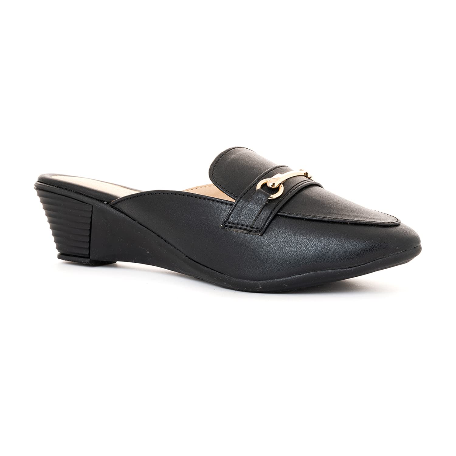 Khadims Sharon Black Wedge Heel Loafer Mule Sandal for Women (2708786) (B0BDS6P5R3) Amazon Price History, Amazon Price Tracker