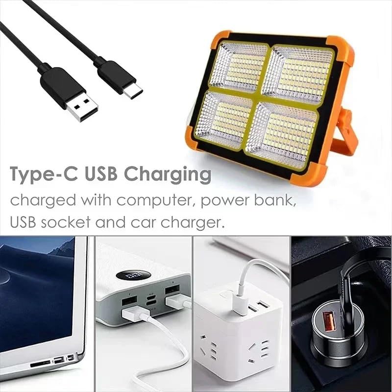 Foco Led Exterior, Reflector Solar LED USB Recargable Emergencia Camping Linterna Impermeable al Aire Libre portátil