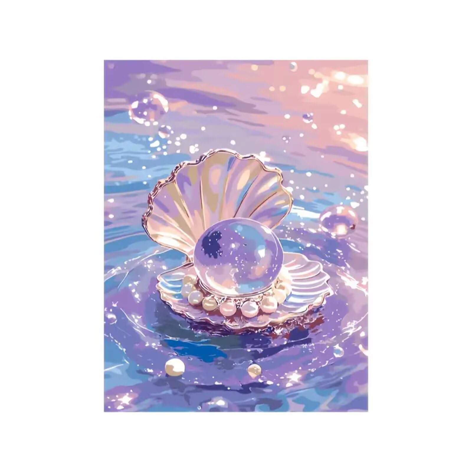 Hermosas perlas de concha Pintar por Numeros con marco DIY Cuadro Con Números Kit de Pintura al óLeo Digital para Adultos de Lienzo Paint by numbers Kits Manualidades para Hogar Decoración 60x75 cm